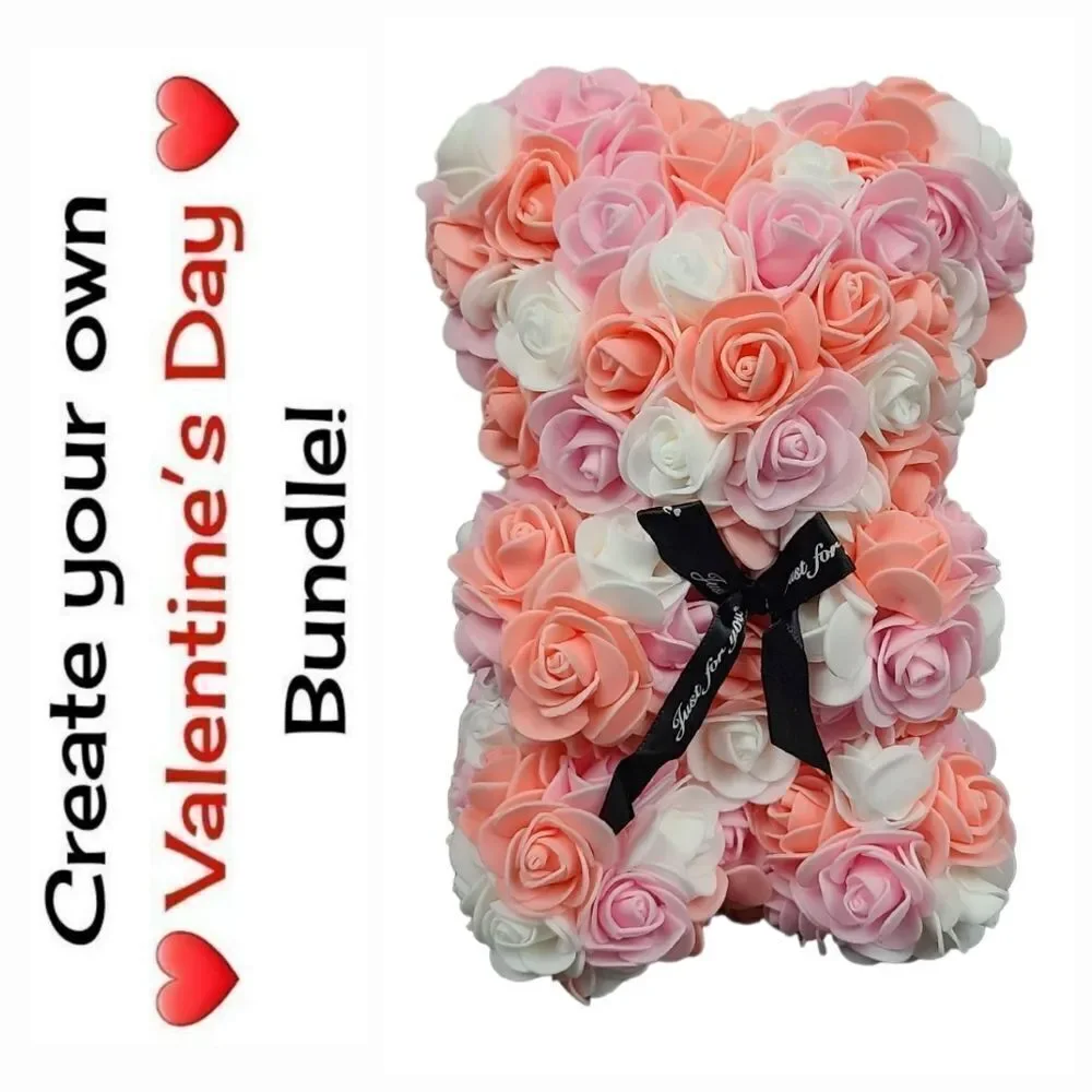 Pastel Rose Bear Multicolor Spring Gift Aesthetic Cute Floral Teddy Decor Dreamy